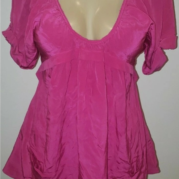 Rebecca Taylor Pink Peasant Boho Silk Top Size 2 - Picture 1 of 4